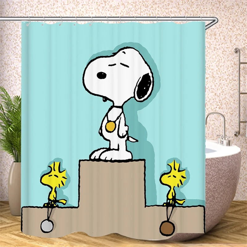 Snoopy Shower Curtain Art Decoration Cartoon Cartoon Warm and Cute Waterproof Set To Protect The Floor Multi-size Full Set