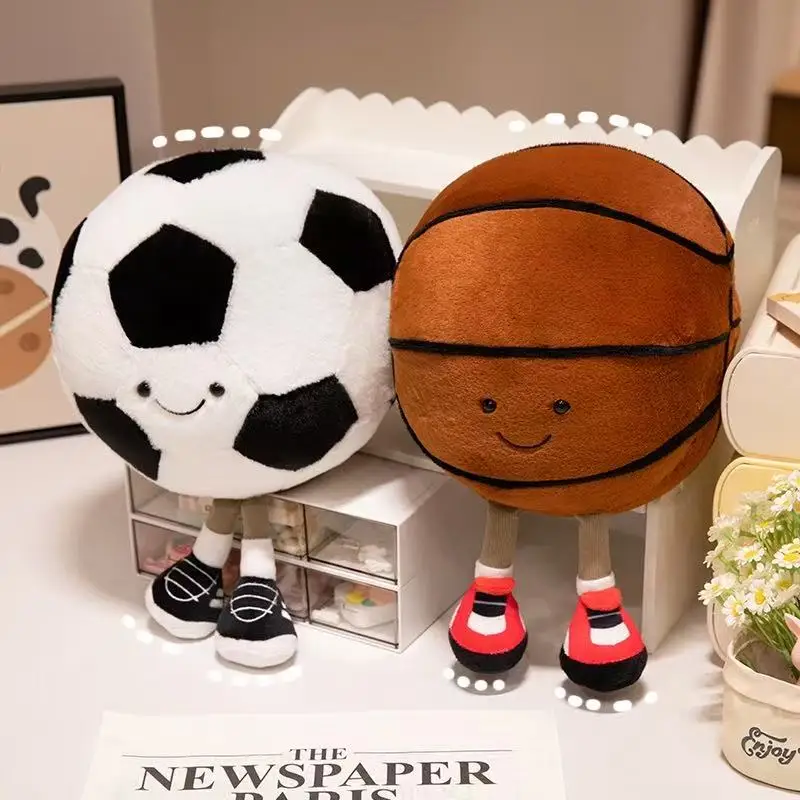 18/25cm simulation new football and basketball plush toy filled with cartoon anime cute gift for children's birthday fun doll