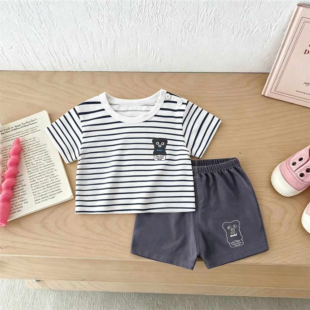 1 2 3 4Years Old Child Cartoon Tshirt All-match Shorts Two Piece Set Summer Costume Printed Tees+Shorts Toddler New Design Suit