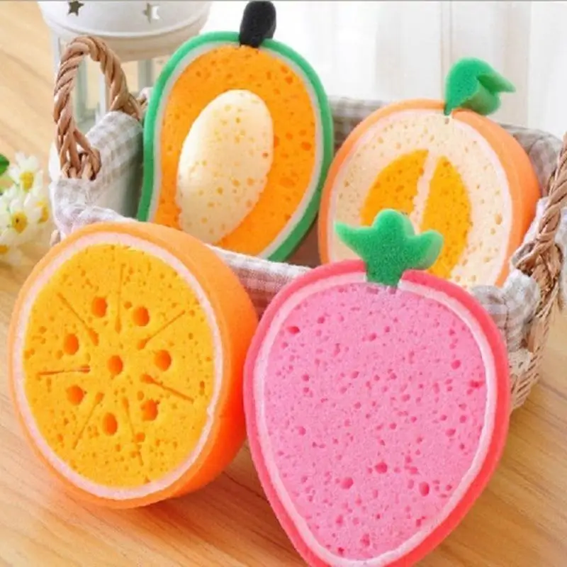 

581D 4Pcs Dish Cleaning Sponges Fruit-Shape Kitchen Sponge Multipurpose Sponges