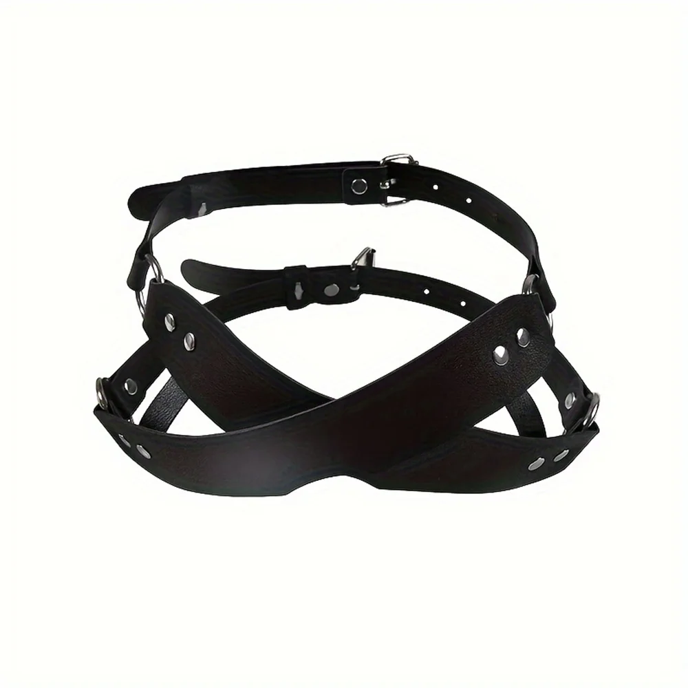 Sexy Bondage Blindfold Mask, Punk Halloween Cosplay Studded Decor Costume Leather Face Shield, Bdsm Gothic Mask Party Masquerade