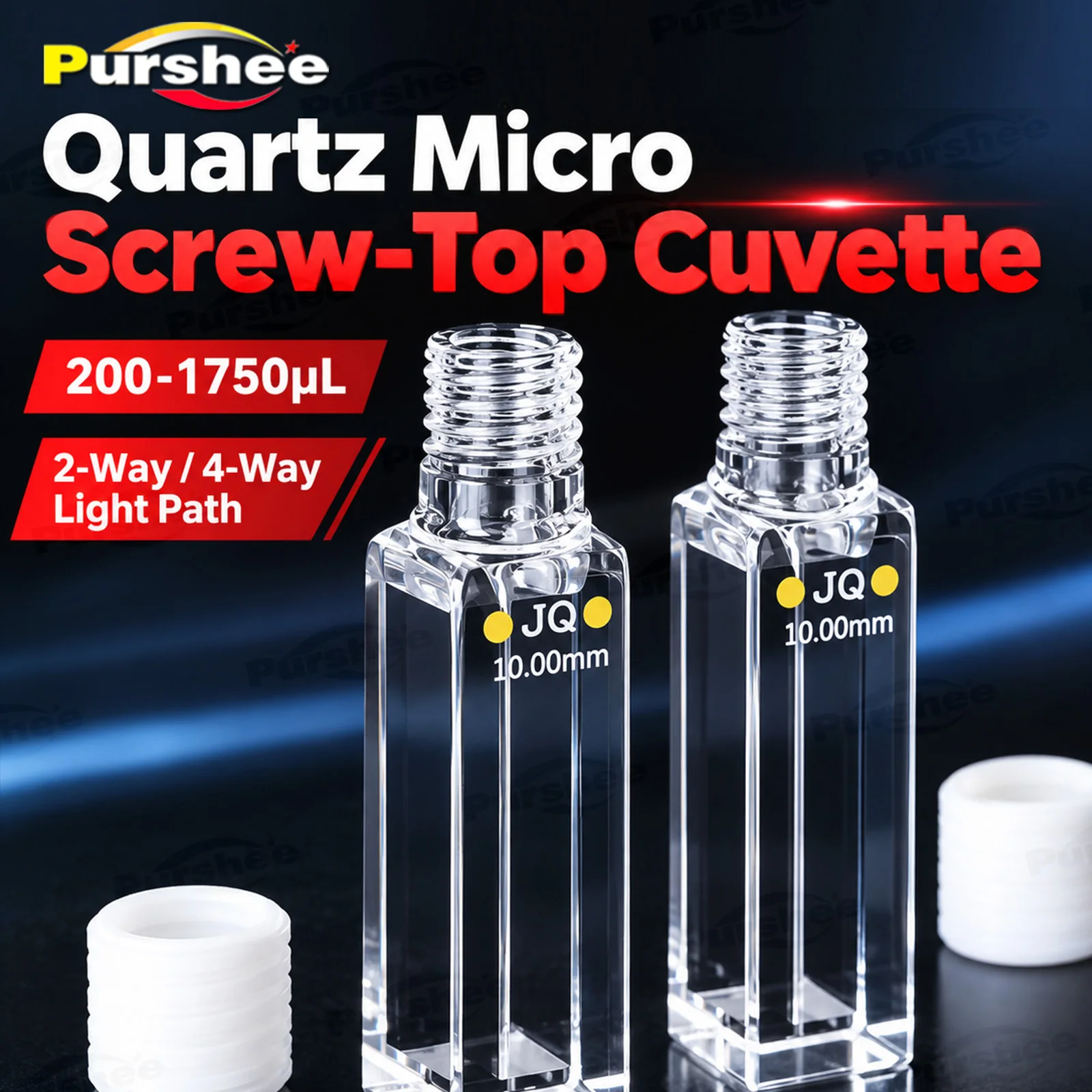 Quartz Micro Screw‑Top Cuvette 200‑1750μL Optical‑Contact‑Integrated Process 2‑Way / 4‑Way Light Path UV‑Vis Spectrophotometer