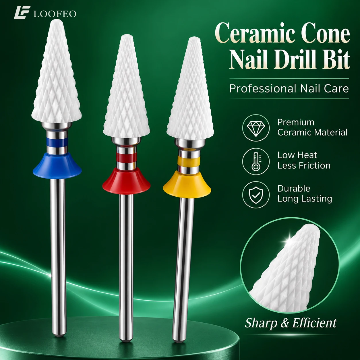 1pc Ceramic Nail Drill Bit Tapered Cone E File Bits For Gel Polish Removal Acrylic Shaping Milling Cutter For Manicure Pedicure