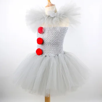 Grey Joker Tulle Tutu Costume for Kids 3 Halloween Grey Joker Costume for Kids Clown Cosplay Carnival Party Clothes Gray Children Girls Fancy Tulle Tutu Dresses 3