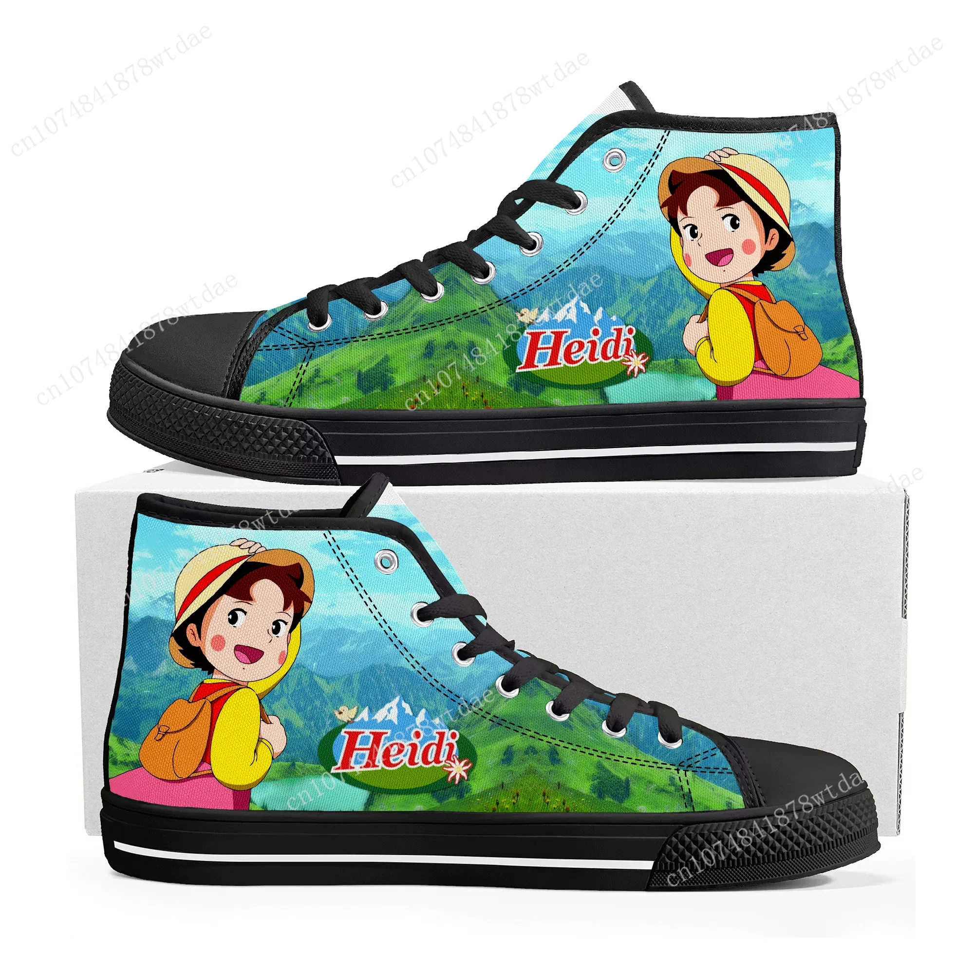 A Girl Of The Alps High Top Sneakers Men Women Teenager Heidi High Quality Canvas Sneaker Anime Cartoon Casual Custom Made Shoes