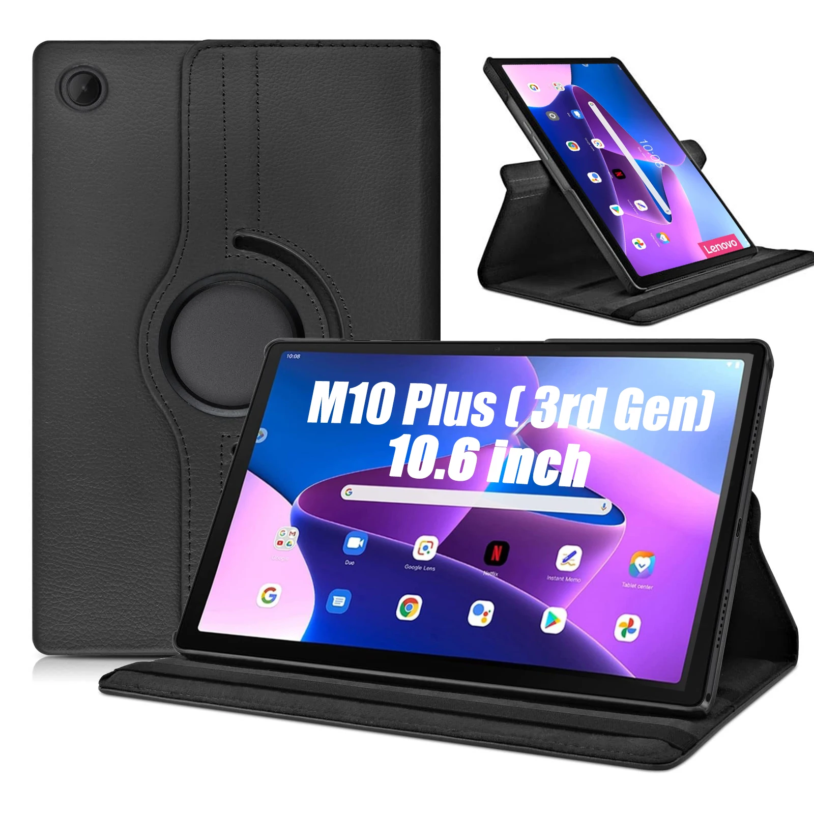 

Чехол для Lenovo Tab M10 Plus (3-го поколения), 10,6 дюйма, 2022 TB125FU, ультратонкий кожаный чехол с функцией сна и пробуждения 360 ° Чехол-подставка