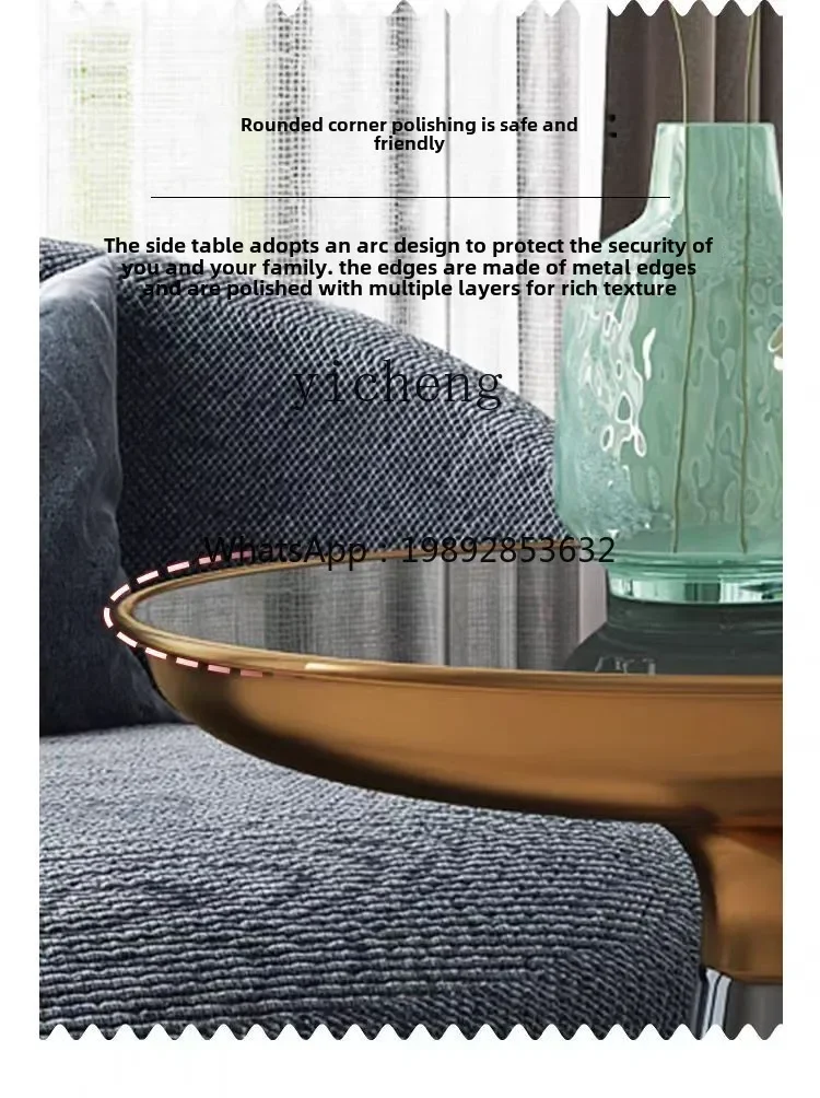 

H3-24 rock slab coffee table high-end living room home minimalist stainless steel round corner table