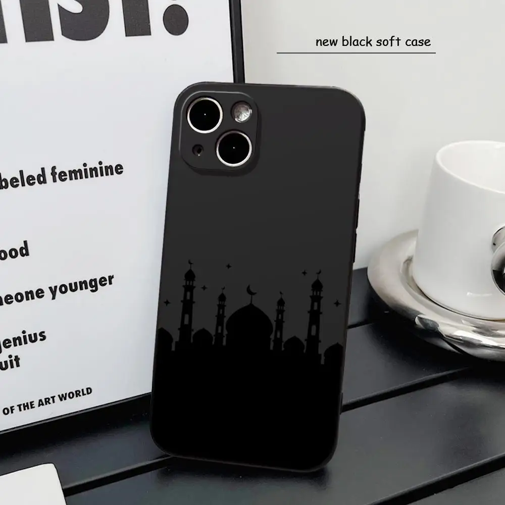 Muslim mosque Moon Phone Case FOR IPhone 15promax 14 11 12 Pro 8 7 15 Plus 13 Pro MAX XR XS MINI Black Soft Covers