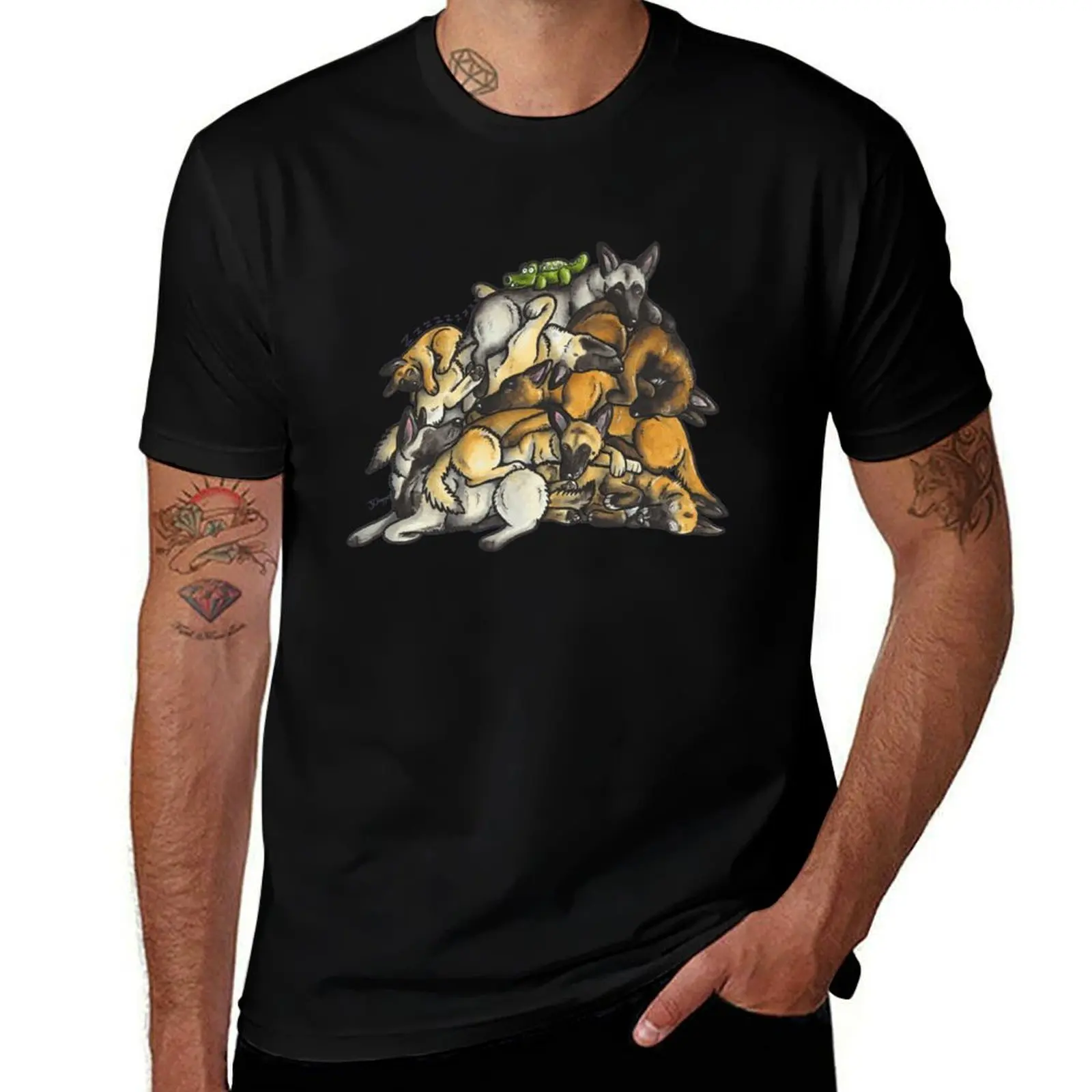 Sleeping pile of Malinois dogs T-Shirt Quick Dry Travel T-Shirt