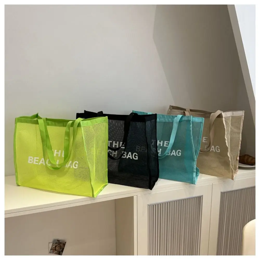 Fashion Large Capacity Beach Bag Letter Summer Travel Shoulder Bag Portable Swimming Fitness Bag Shopping Bag Ladies