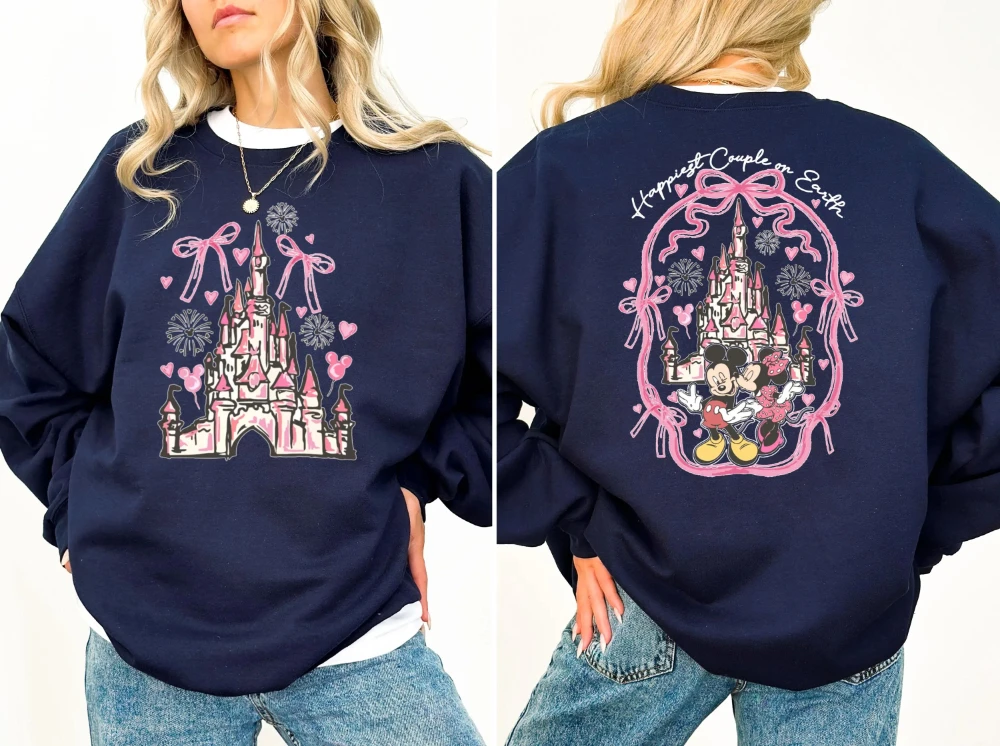 Sweat-shirts du couple les plus heureux sur la Terre, sweats du château Disney, sweats du château de la Saint-Valentin, sweats à capuche du château magique