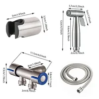Bathroom Toilet Bidet Sprayer Set 304 Stainless Steel Two Way Faucet With 1.5M Flexible Hose Bathroom Shower Head Set