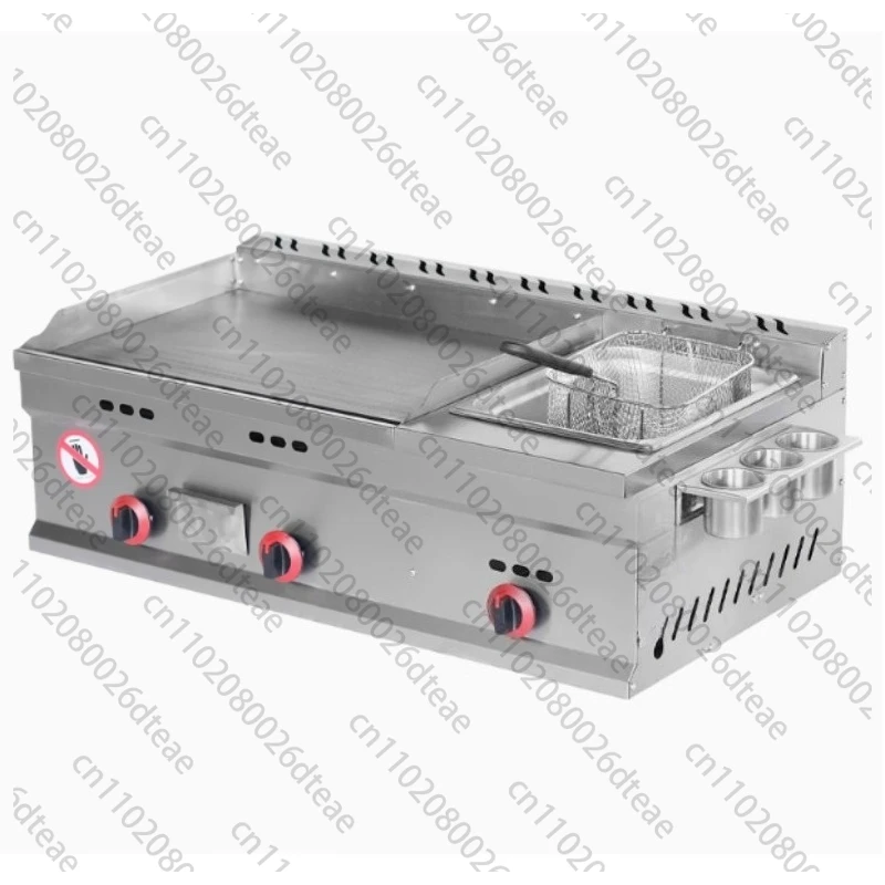 Freidora de rejilla, freidora y equipamiento integrado para snacks 40 grill grueso, doble olla y cesta para freír