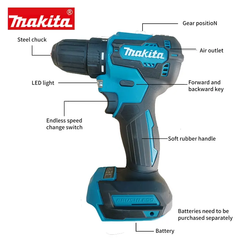 Makita DDF485 Rechargeable Household Multi-function Electric Drill Hammer Drill Professional Electric Screwdriver Punch Makita