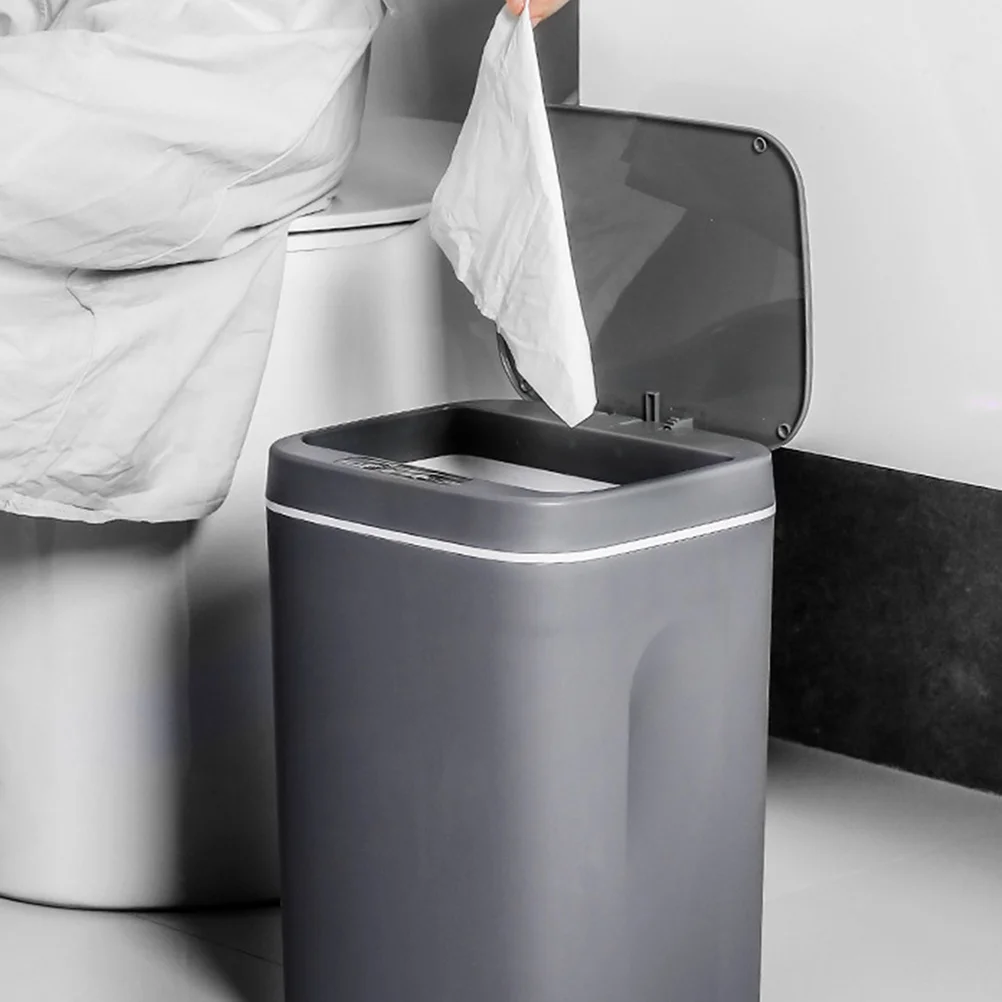 

Smart Trash Can Large Capacity Automatic Bin Kitchen Toilet Bedroom Gray 360 Touch Sensor Hygiene PP Material Energy Saving