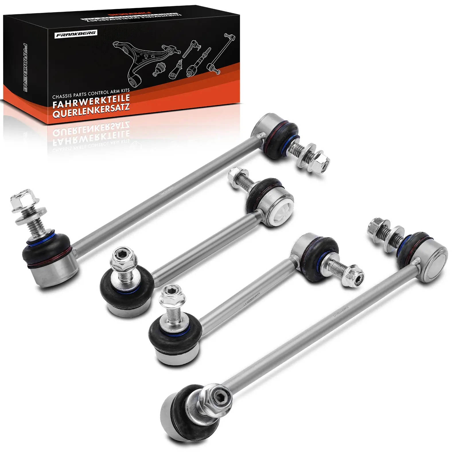 Frankberg 4-delige set draagarmen voorwielophanging, links en rechts, voor Tesla Model 3, bouwjaar vanaf 2017, K750961, 104449100E, 104449600E