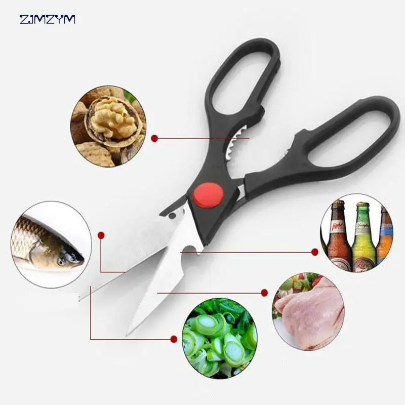 Stainless Steel Poultry Kitchen Scissors Domestic Chicken Bone Chicken Fish Shark Bone Walnut Clip Nutcracker Bottle Opener