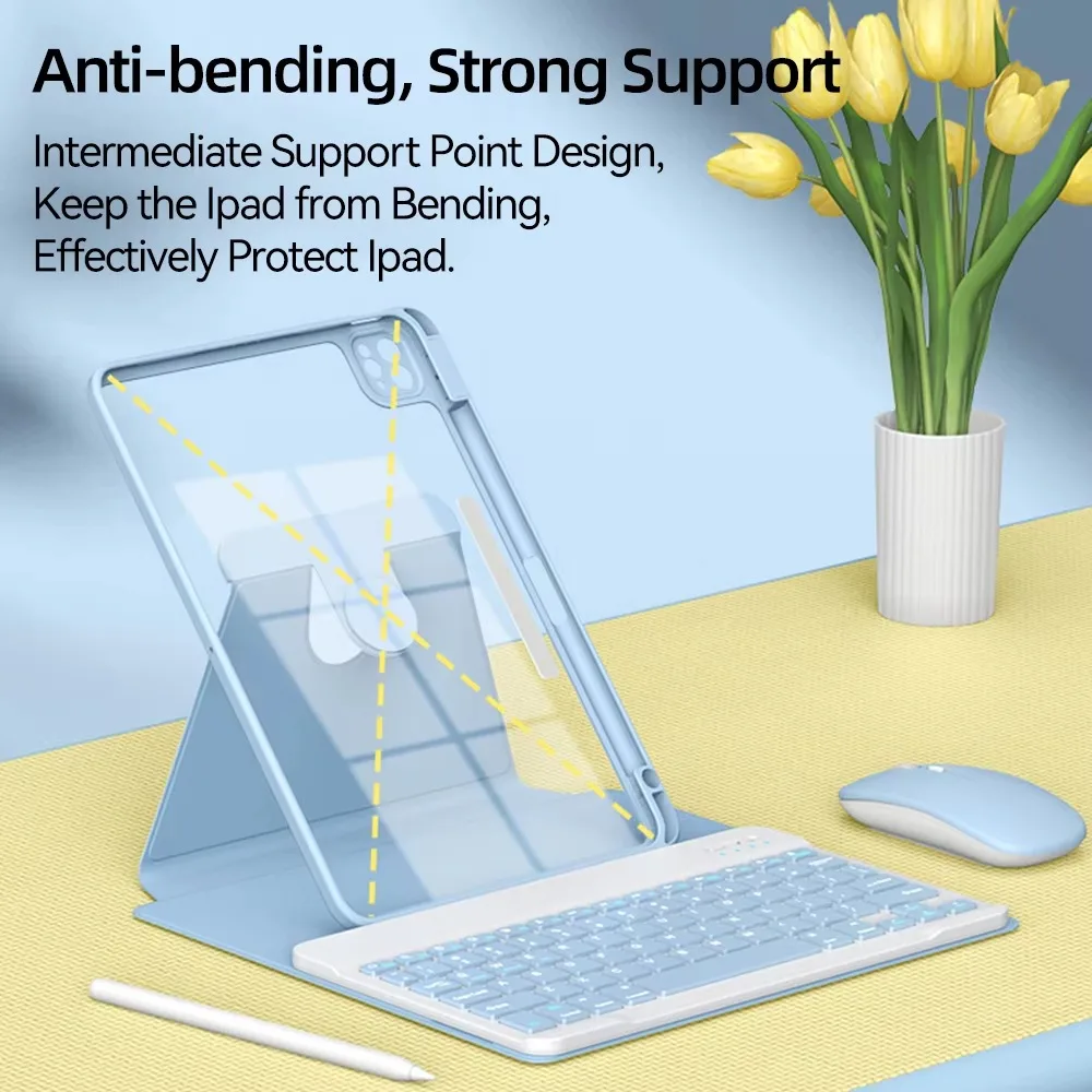For iPad 10th generation case Magnetic Keyboard Case For Air 4/5 10.9 11Pro 10.5 10.2 9/8/7th Gen Transparent Cover With Mouse