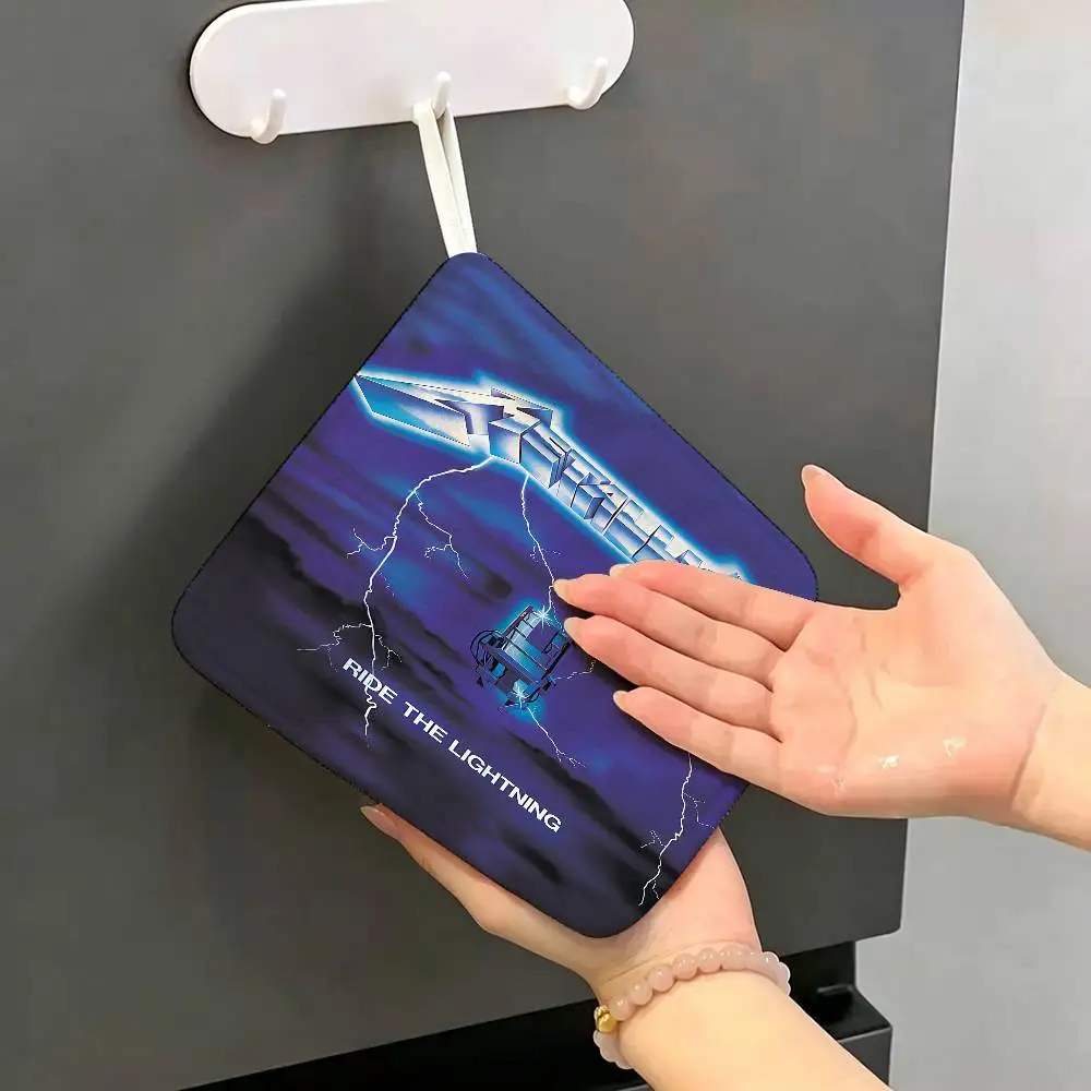 M-METALLICA Classics Band Polyester Cotton Hand Wiping Towel with Hanging Loop, Lightweight for Home and Commercial Use