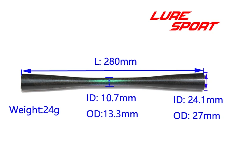 LureSport 2pcs Taper Carbon Tube 28cm Grip Rod Building component Handle Rod Repair DIY blank