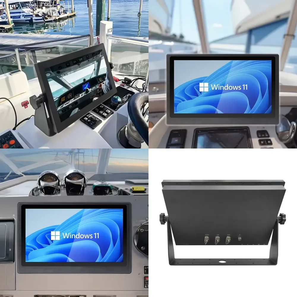 【2026 New Arrival】 15.6 18.5 21.5 Inch Waterproof IP67 Marine Capacitive Touch Screen 1500 Nits Outdoor for Fishing