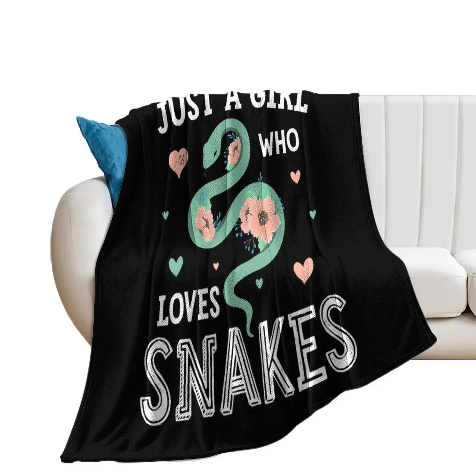 

Just A Girl Who Loves Snakes Women Snake Lover Gift Throw Blanket For Decorative Sofa Flannel Fabric Single Flannel Blankets