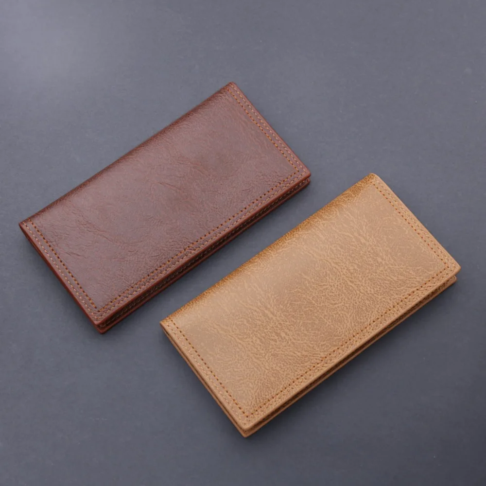 Fashion Oil Wax Leather 2 Fold Purse Large Capacity Multi-position Men's Long Wallet Leisure Retro Male Leather Purse Daily Use