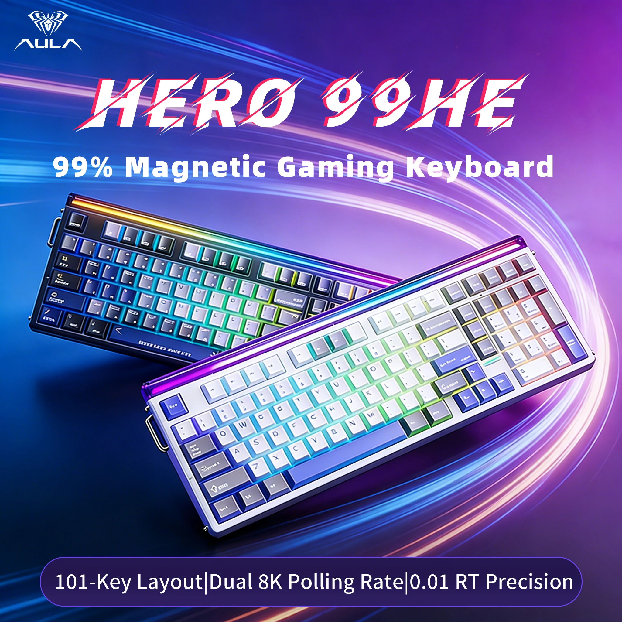 AULA Hero 99he Magnetic Keyboard 99% Layout Wired Trigger 8K Return Esports Gamer Customize RGB Mechanical Gaming Keyboard