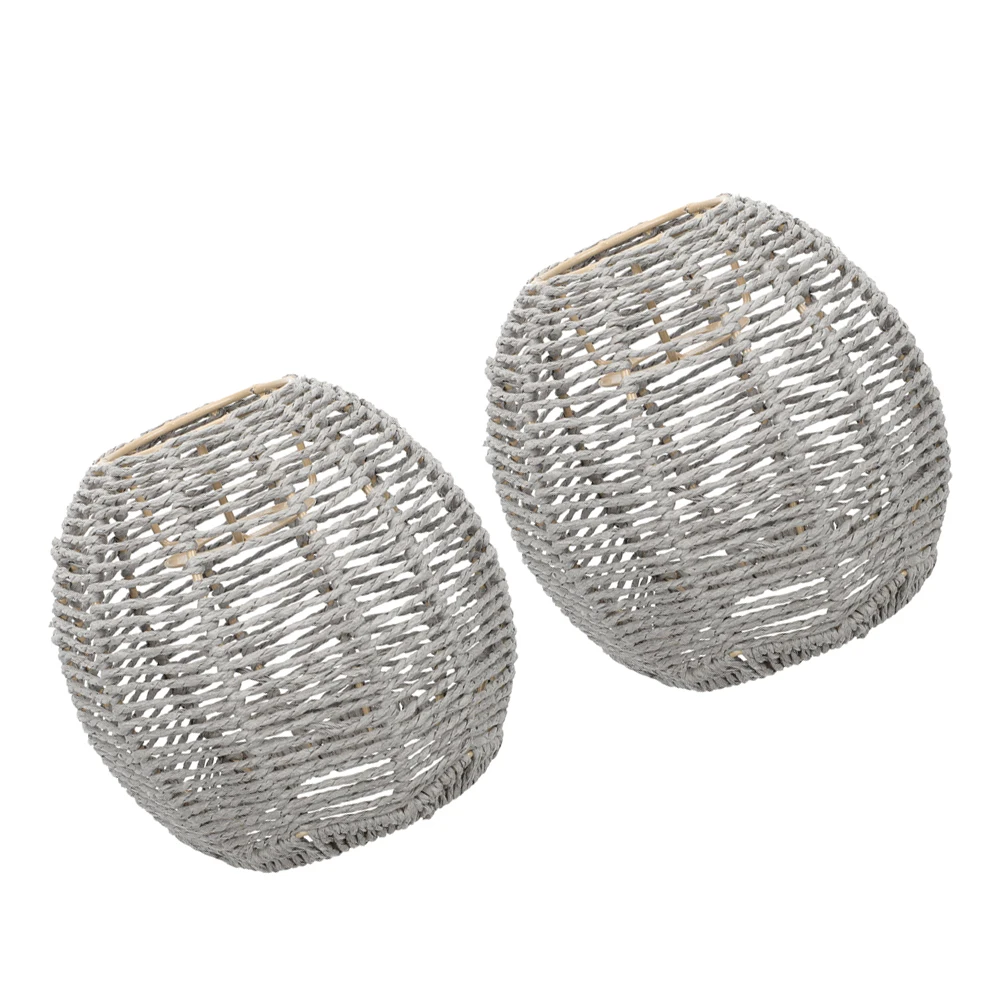 

2 Pcs Bamboo Art Lampshade Hanging New Chinese Style Ceiling Burlap Woven Light Cover Retro Home Decor Kitchen Dining Practical