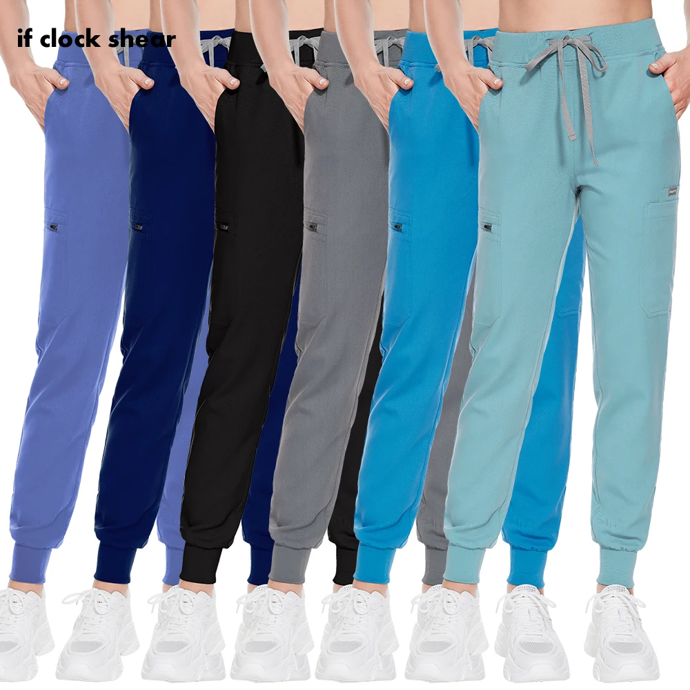 Mulheres Enfermagem Scrubs Bottoms, Acessórios Médicos, Elasticidade, Pet Clínica, Enfermeira, Médico Trabalho Calça, Cor Sólida, Atacado