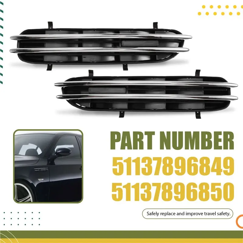 【القيمة】ل 2006-2010 E60 BMW M5 5 سلسلة سيارة درابزين الجانب تنفيس الجبهة الجناح غطاء مصبغة لوحة استبدال جزء 51137896849 5