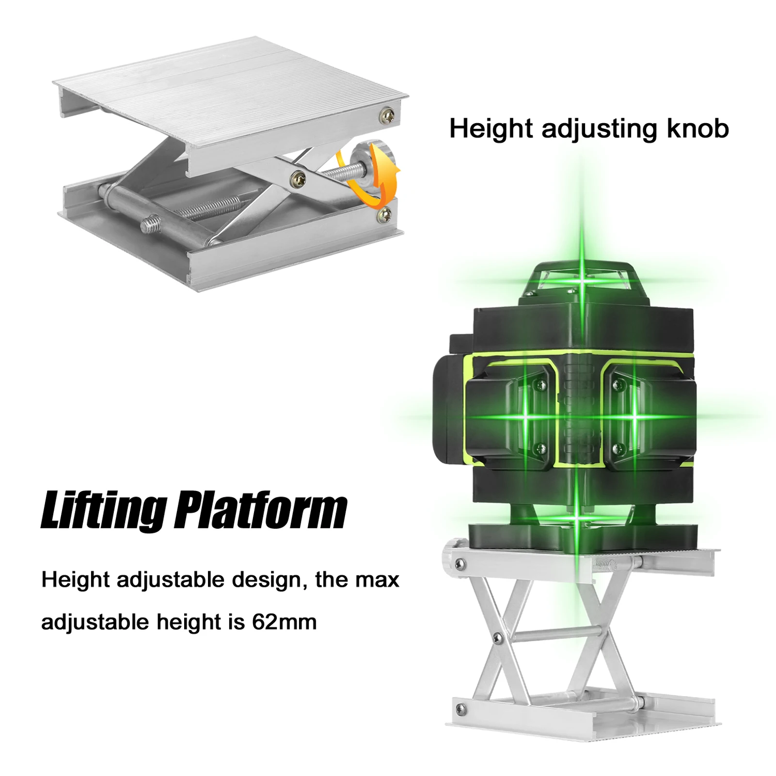 360° Rotatable Aluminum Alloy Bracket Base 1/4\'\' Interface Fine Adjustment Tripod Stand for Laser Level