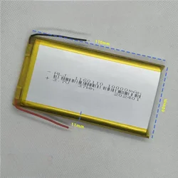 1-2pce 1160110 with 2 wires polymer lithium battery cell 3.7V 10000mAH for mobile power bank