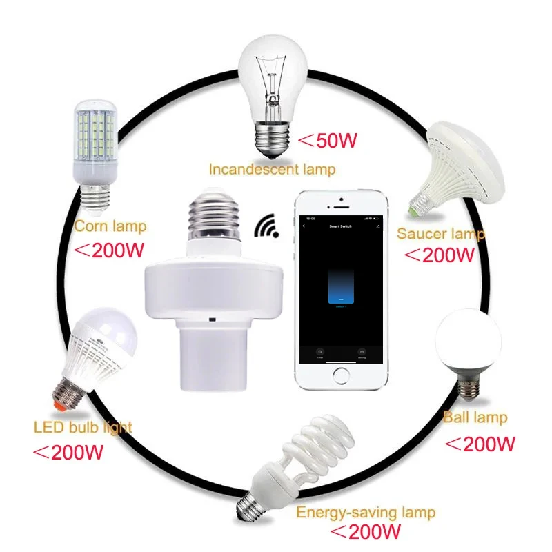 Imagem -04 - Tuya Inteligente Wifi Adaptador de Tomada Luz E27 E26 Base Suporte Lâmpada Vida Inteligente Controle App Funciona com Alexa Google Casa Ac85265v