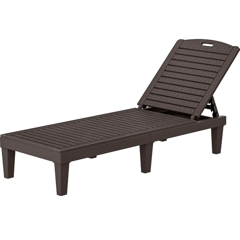 

Outdoor Chaise Lounge Chair, Plastic Pool Chaise Lounge with 5-Position Backrest, Easy Assembly & Waterproof