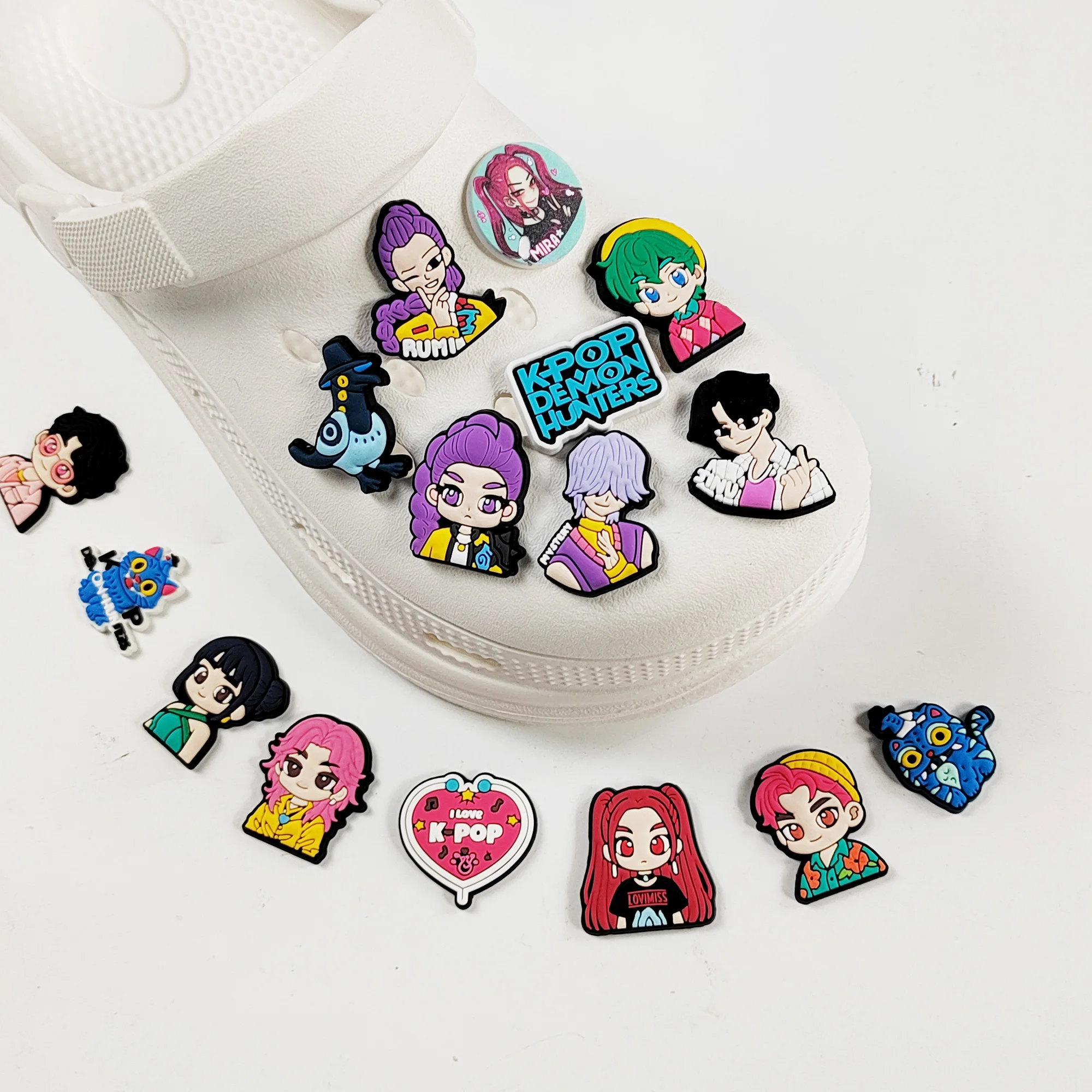 Hot sale K-POP Demon Hunter Cartoon Shoe Charms PVC DIY Shoes Decoration Sandal shoe Accessories Buckle for Kids X-mas Gifts image 6