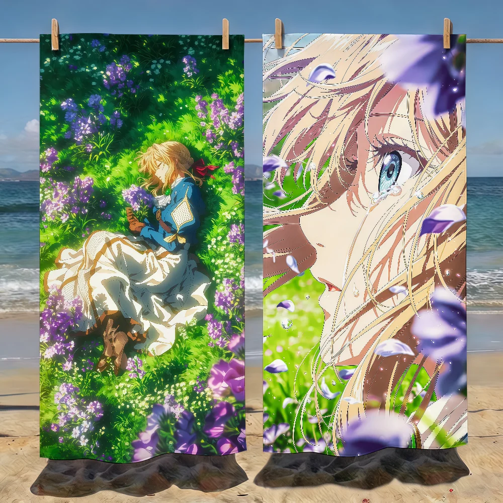 Anime V-Violet E-Evergarden Towel Soft Pool Gift For Travel Gym Shower Camping Quick Dry Sports Beach Towels