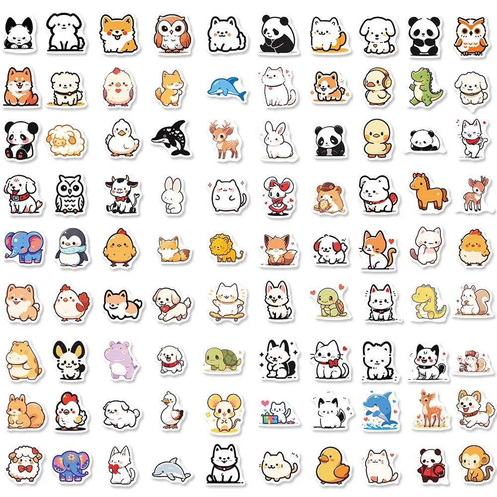 90PCS Graffiti Style Minimalist Animal Stickers For Children DIY Design Motorcycle Luggage Laptop Refrigerator Stickers Toy