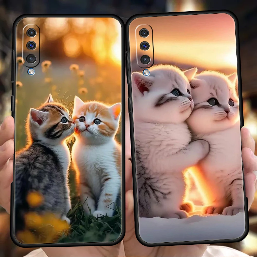 Kiss Cat Cute Kitten Phone Case for Samsung Galaxy A24 A13 A53 A73 A33 A22 A12 A02 A03 A05 A70 A50 A10 A20 Silicone Cover Shell