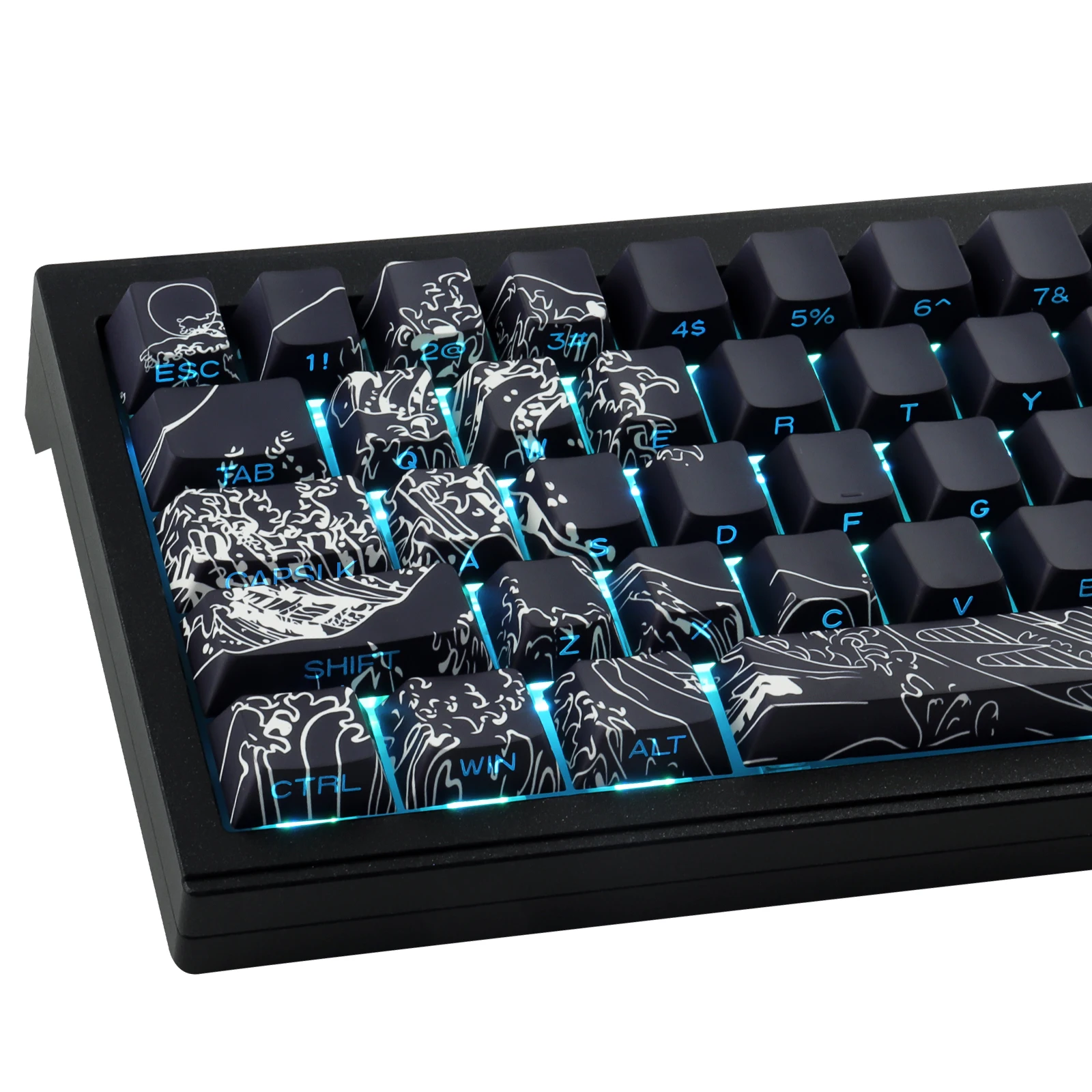 131 Keys PBT Keycap Ukiyoe Keycaps Side Print Backlit Cherry Profile DYE-Sublimation for Mechanical Keyboard Caps