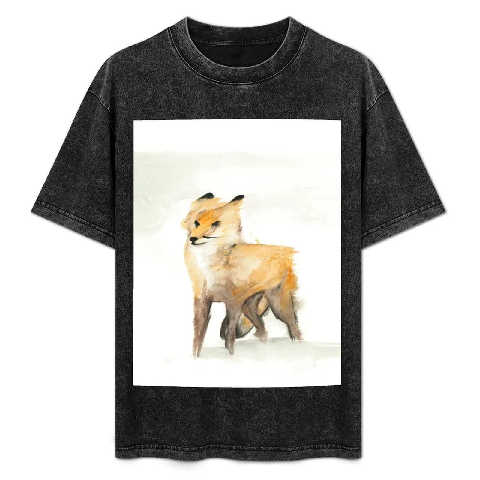 

Wimdy Fox Watercolour Painting T-Shirt korean fashion graphics topping mens graphic t-shirts funny