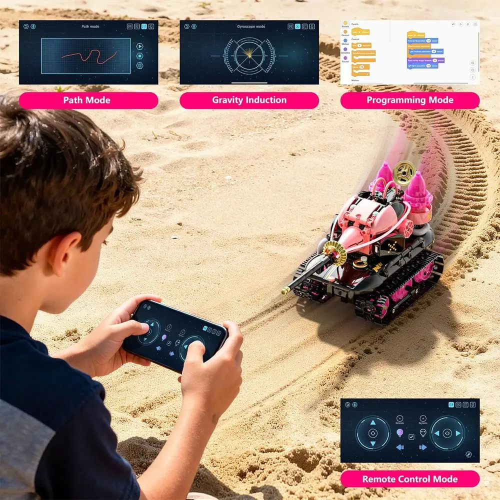 Kit robot STEM per età 6-12: camion cisterna con codifica interattiva con app e telecomando - Giocattoli educativi per bambini Bir