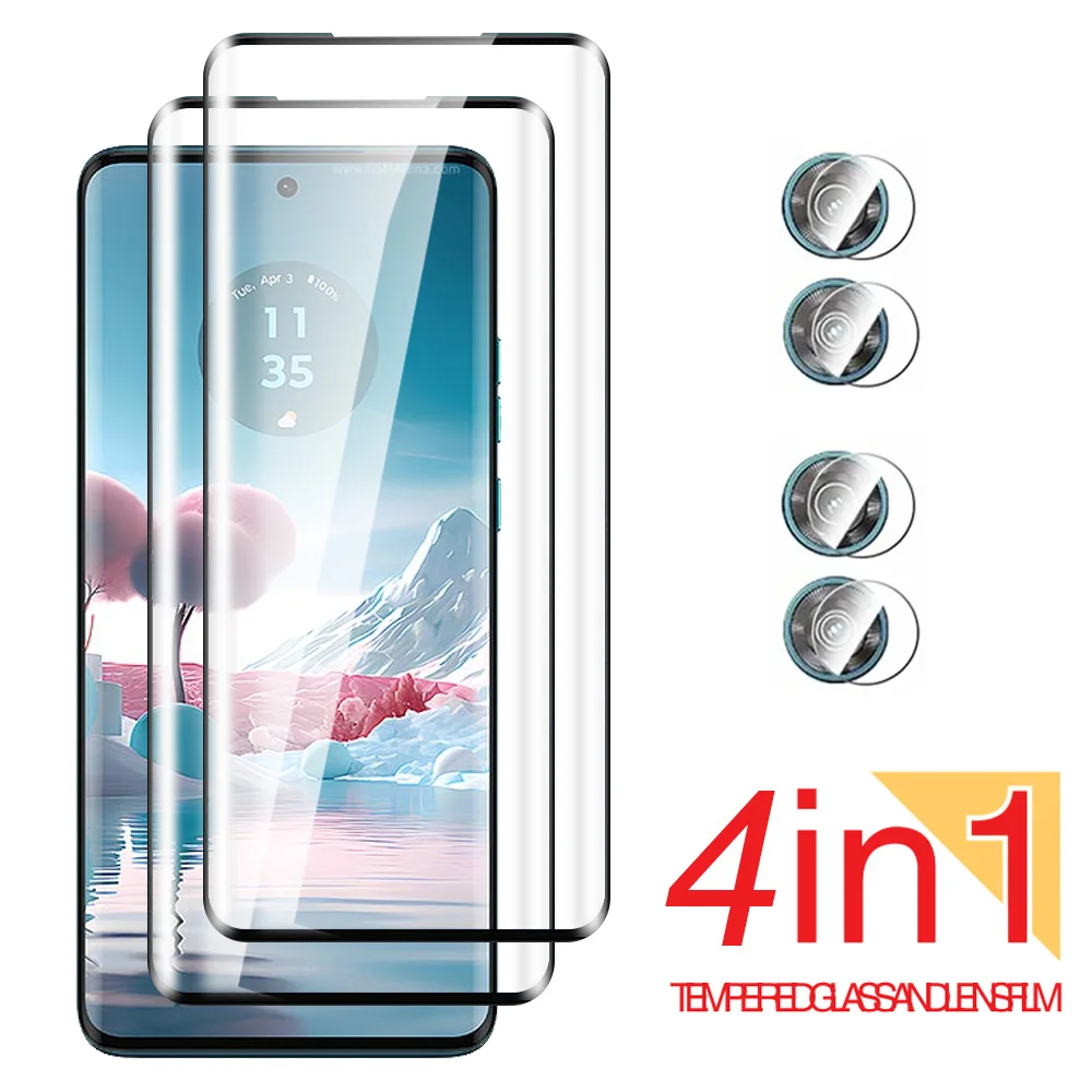 4in1 Tempered Glass For Motorola Edge 40 Neo Screen Protector Camera Lens Film Moto G85 50 Fusion Edge40 Edge50 Pro Ultra Glass