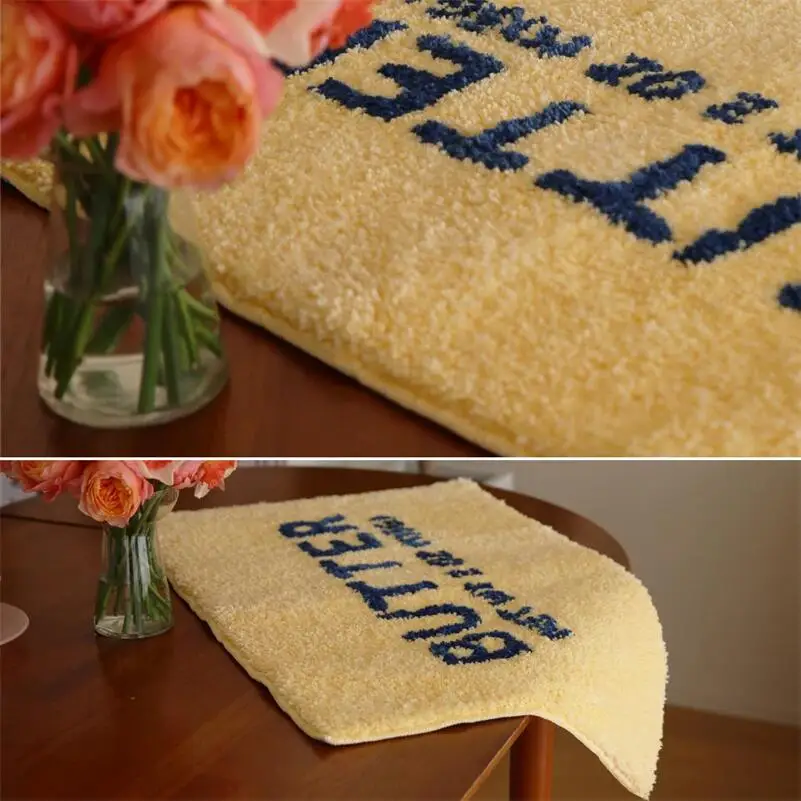 Letter Toast Butter Tufted Carpet  FMat Soft Plush Thick Tufting Living Room Coffee Table Anti-slip Floor Mats Bedside Feet Mat