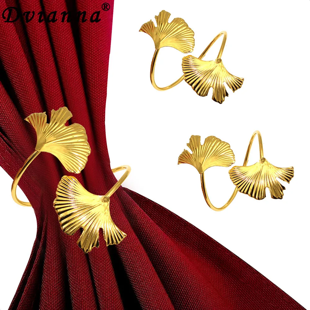 20Pcs Gold Leaf Napkin Holder Gingko Leaf Napkin Ring Fall Napkin Buckle for Dining Table Wedding Party Family Dinner Decor