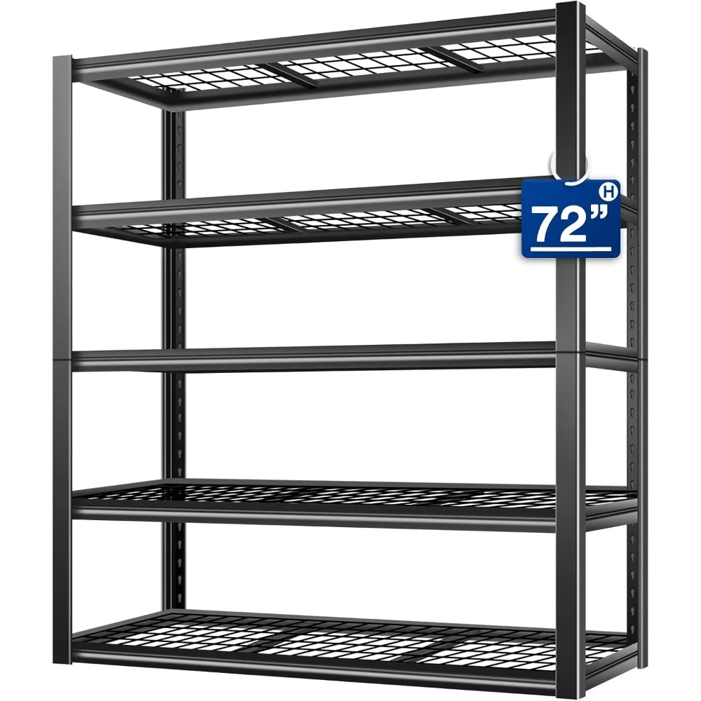 Półki garażowe 122 cm szer. x 46 cm gł. x 183 cm wys., 5-poziomowe wytrzymałe półki do przechowywania do garażu, piwnicy, magazynu, warsztatu, udźwig 1360 kg