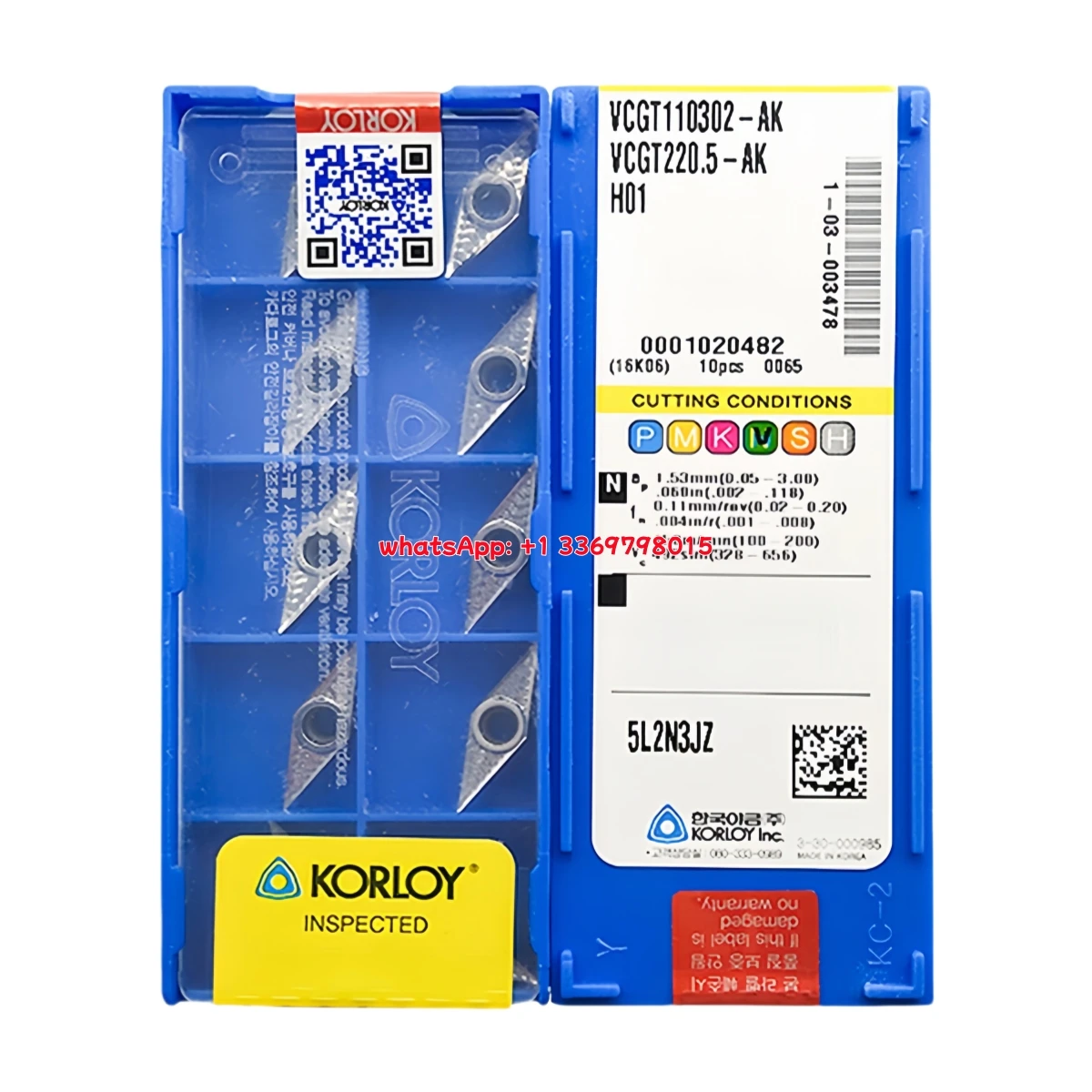 

Korloy 100% Original VCGT VCGT110302 VCGT110304 VCGT110308 VCGT160402 VCGT160404 VCGT160408 -AK H01 Turning Insert