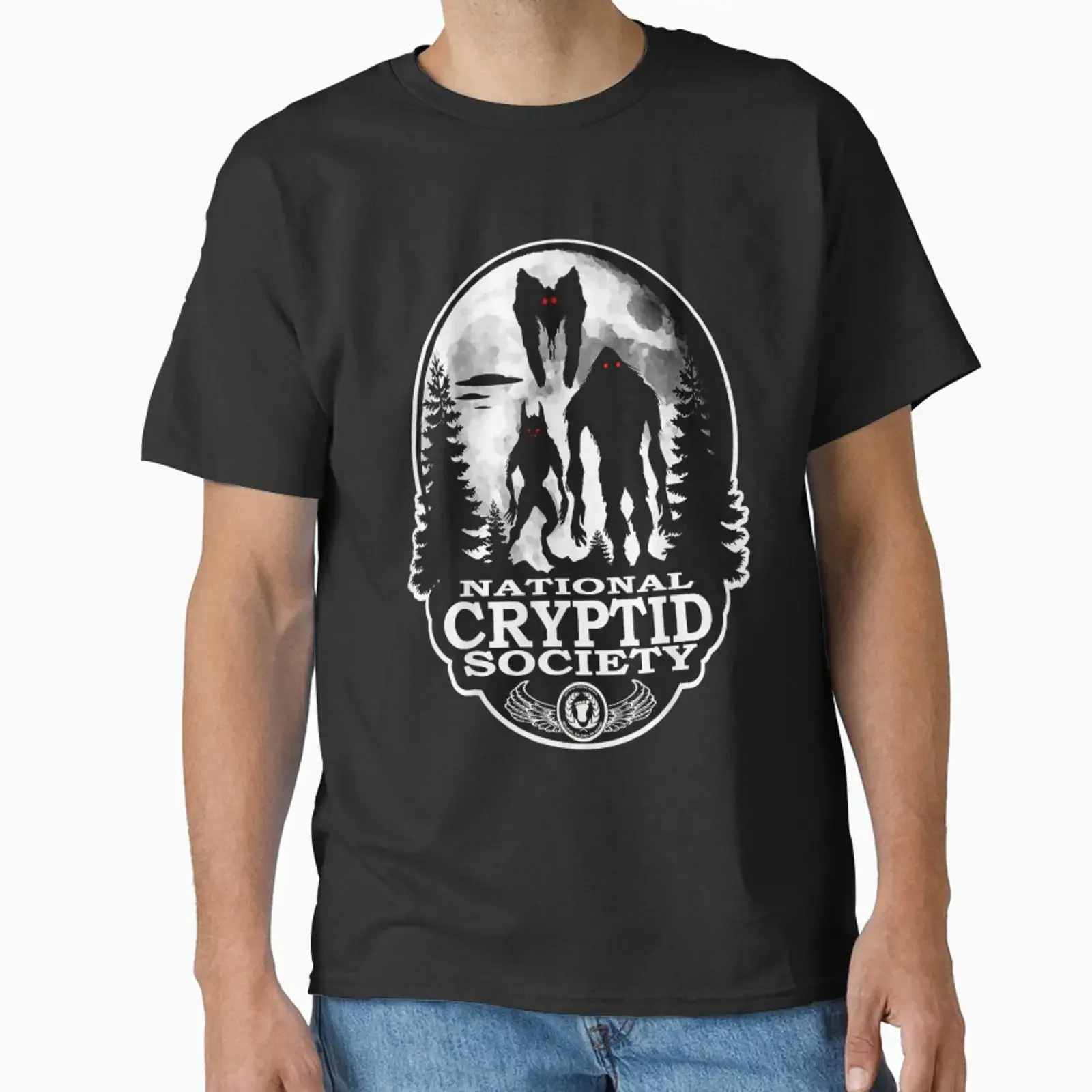 Bigfoot Dogman Mothman UFO National Cryptid Society designed and sold by Qudkin vintage Washed fashion Casual Stylish Versatile