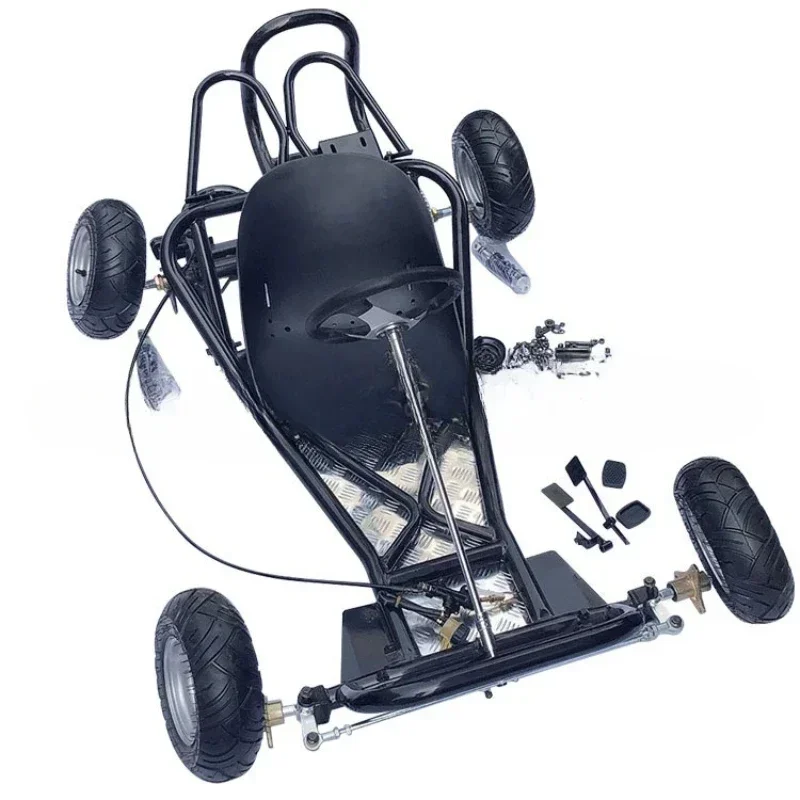 Four-wheel 168CC go-kart motorcycle frame, main body frame of the whole car, rear axle, front steering brake 6-inch tire