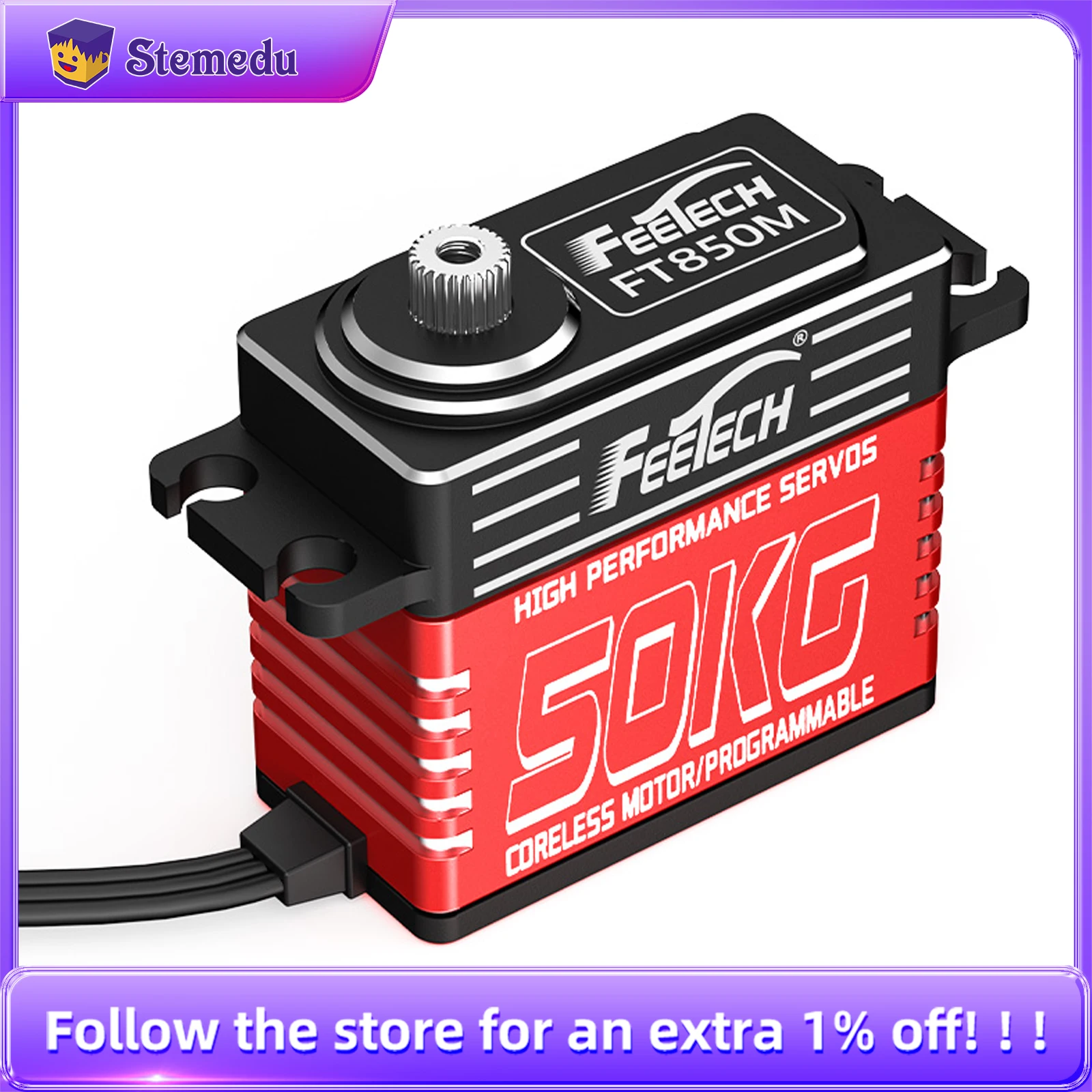 

Feetech 50Kg 7.4V Metal Gear RC Standard PWM Digital Coreless Motor Servo For 5th Scale Servos Large Car Boat Aircraft Industry